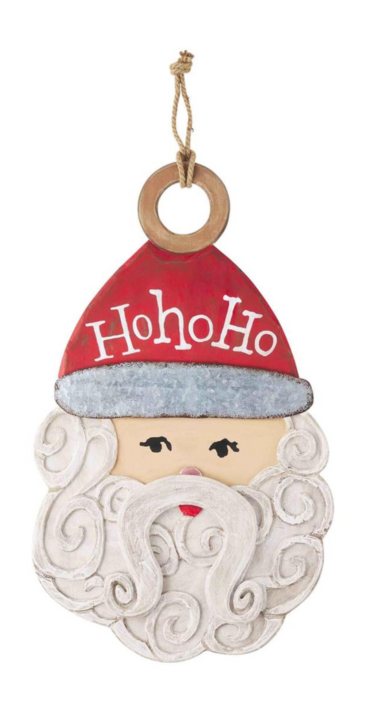 Mud Pie Wood Santa Christmas Door Hanger