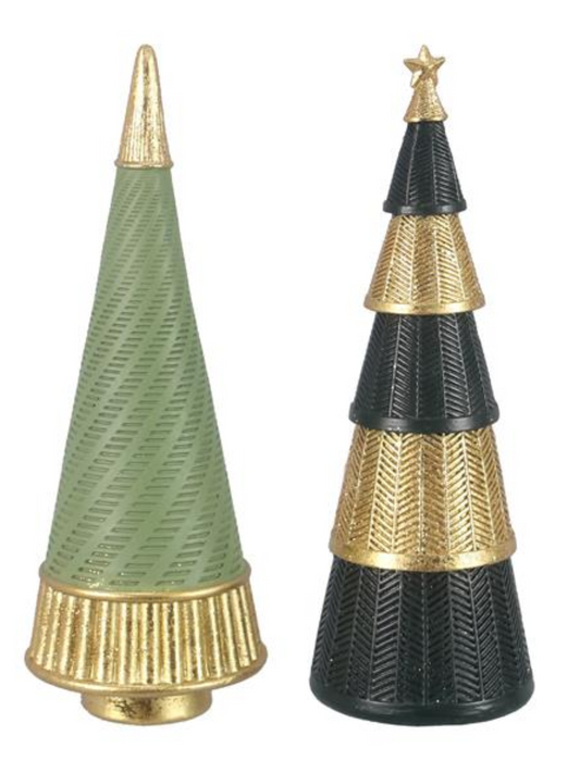 Green & Gold Resin Christmas Trees