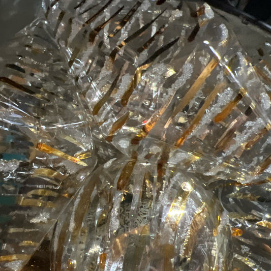 Clear Gold & White Striped Ornament