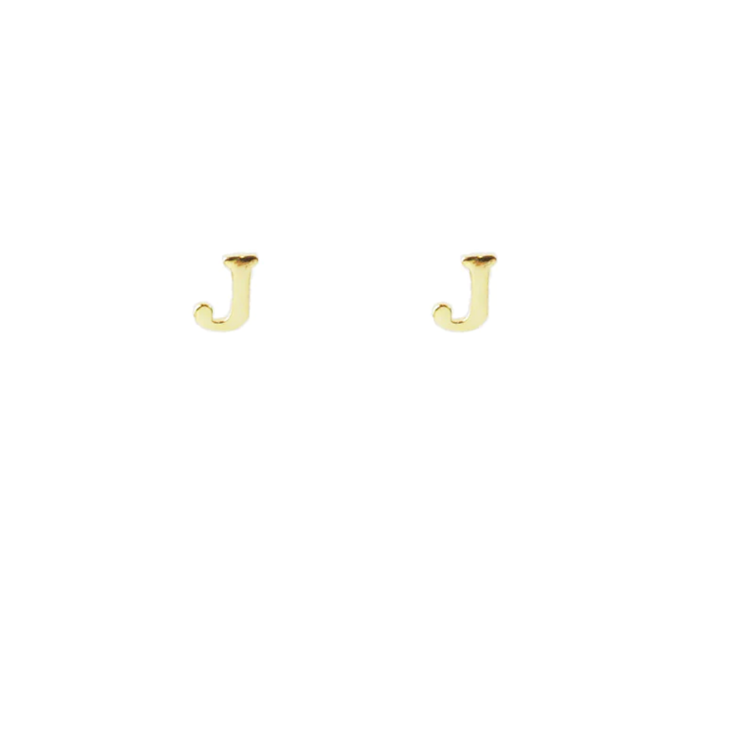 Sterling Gold Block Letter Initial Earring