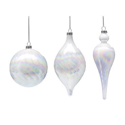 White Glass Swirl Ornament