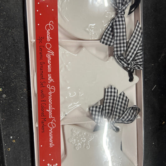 3 Pc White Ceramic Ornament Set