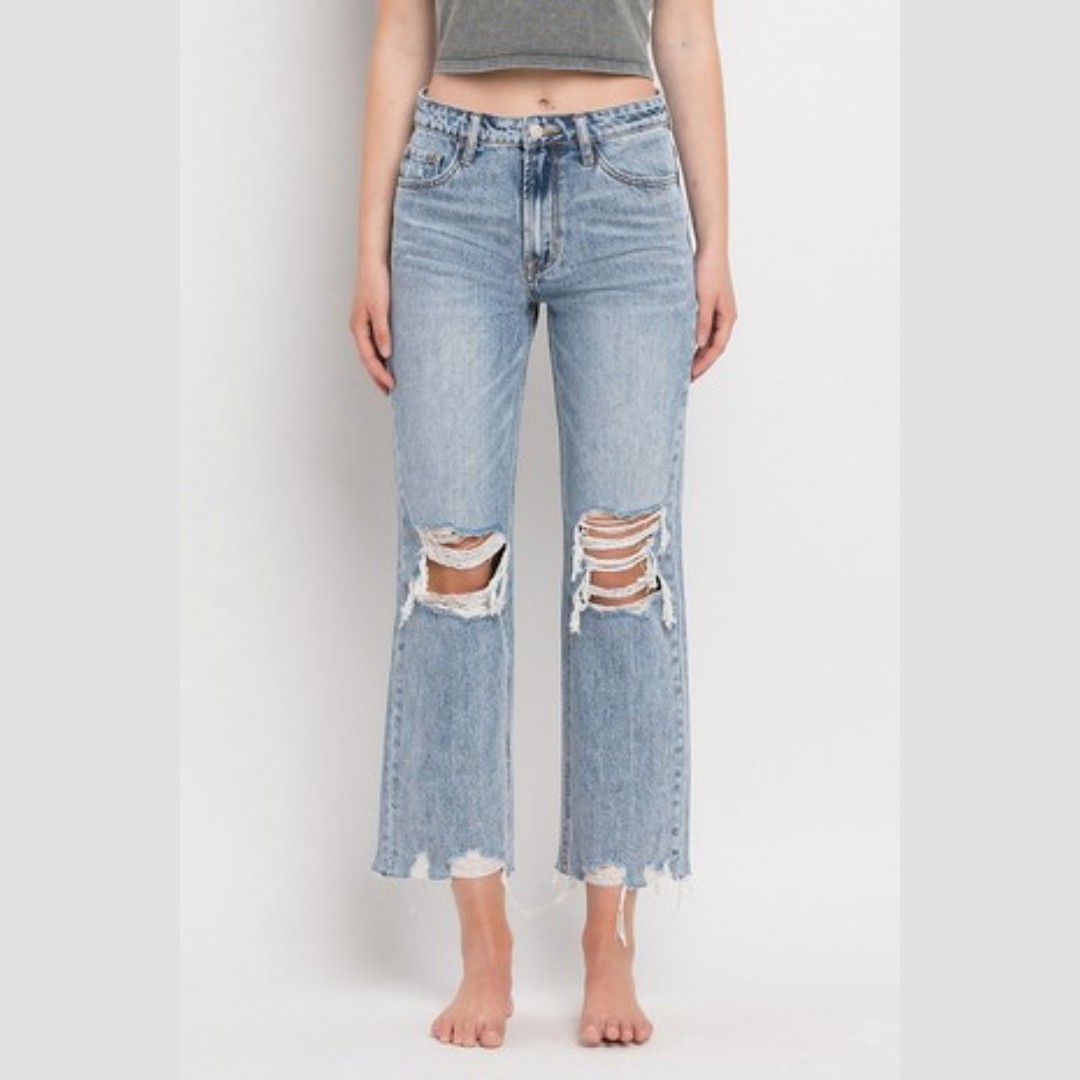 90's Vintage Crop Straight Jeans