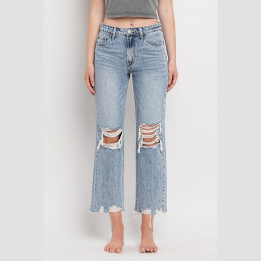 90's Vintage Crop Straight Jeans