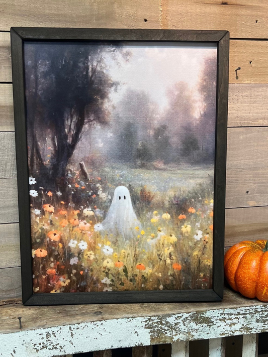 Ghost In A Field Of Wildflowers Box Frame Picture