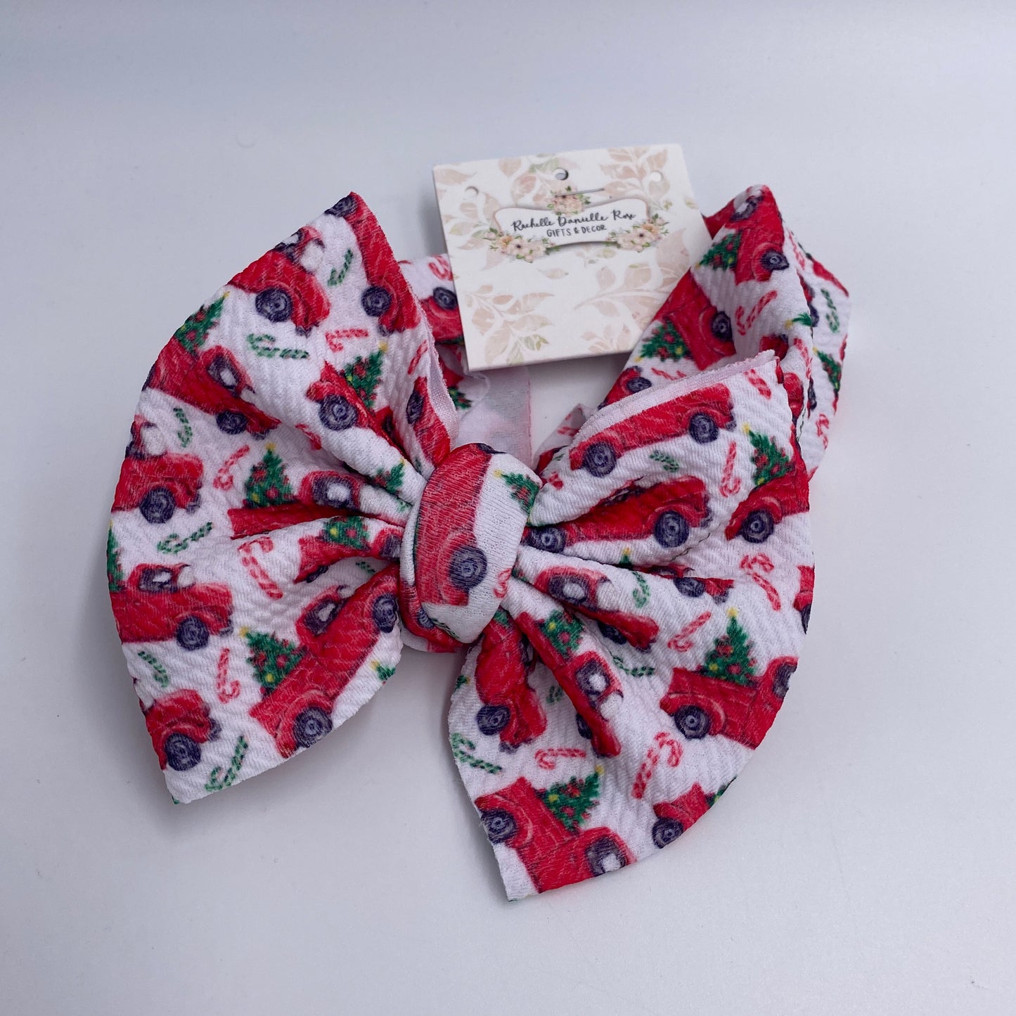 Christmas Trucks Fabric Headband Bows