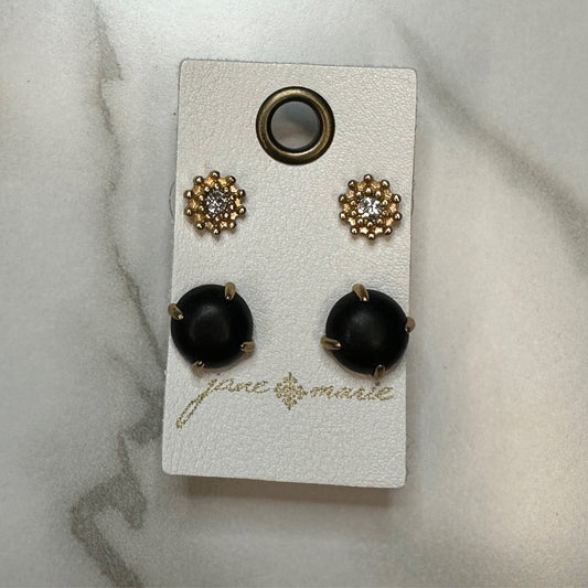 Jane Marie Clear Circle/Jet Circle 2 Stud Set Earrings