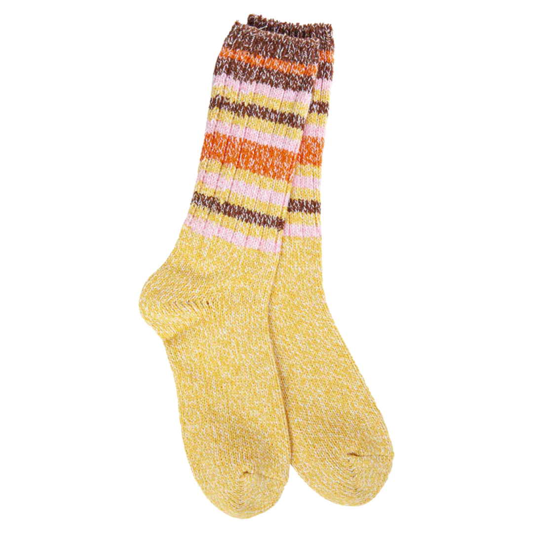 World's Soft Socks - Weekend Ragg Crew - Honey Stripe