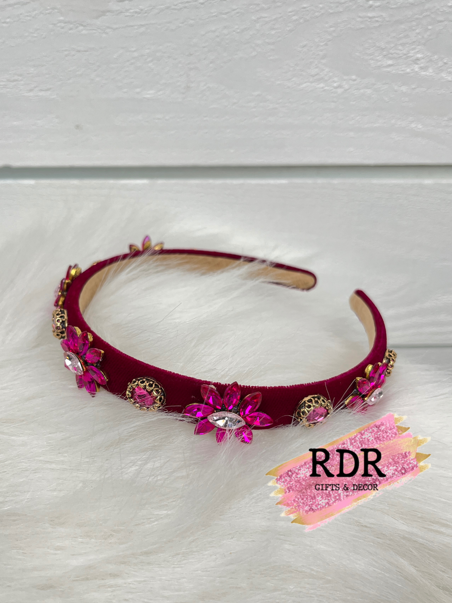 Velvet Headbands With Crystals & Gold
