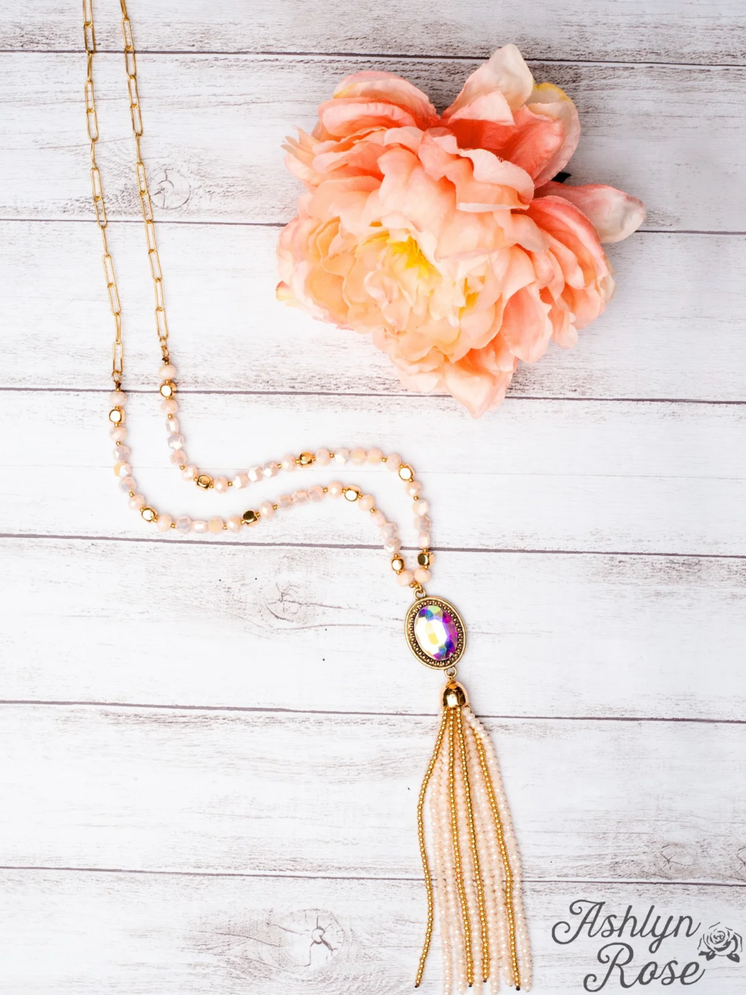 Southern Grace Long Iridescent Tassel Necklace