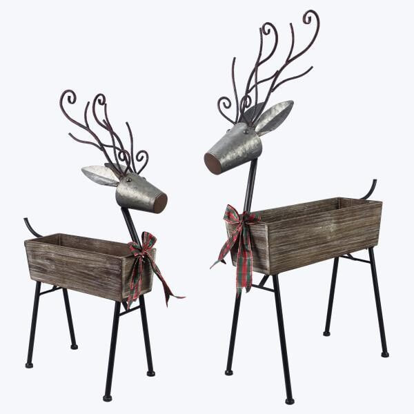 Wood/Metal Reindeer Planter