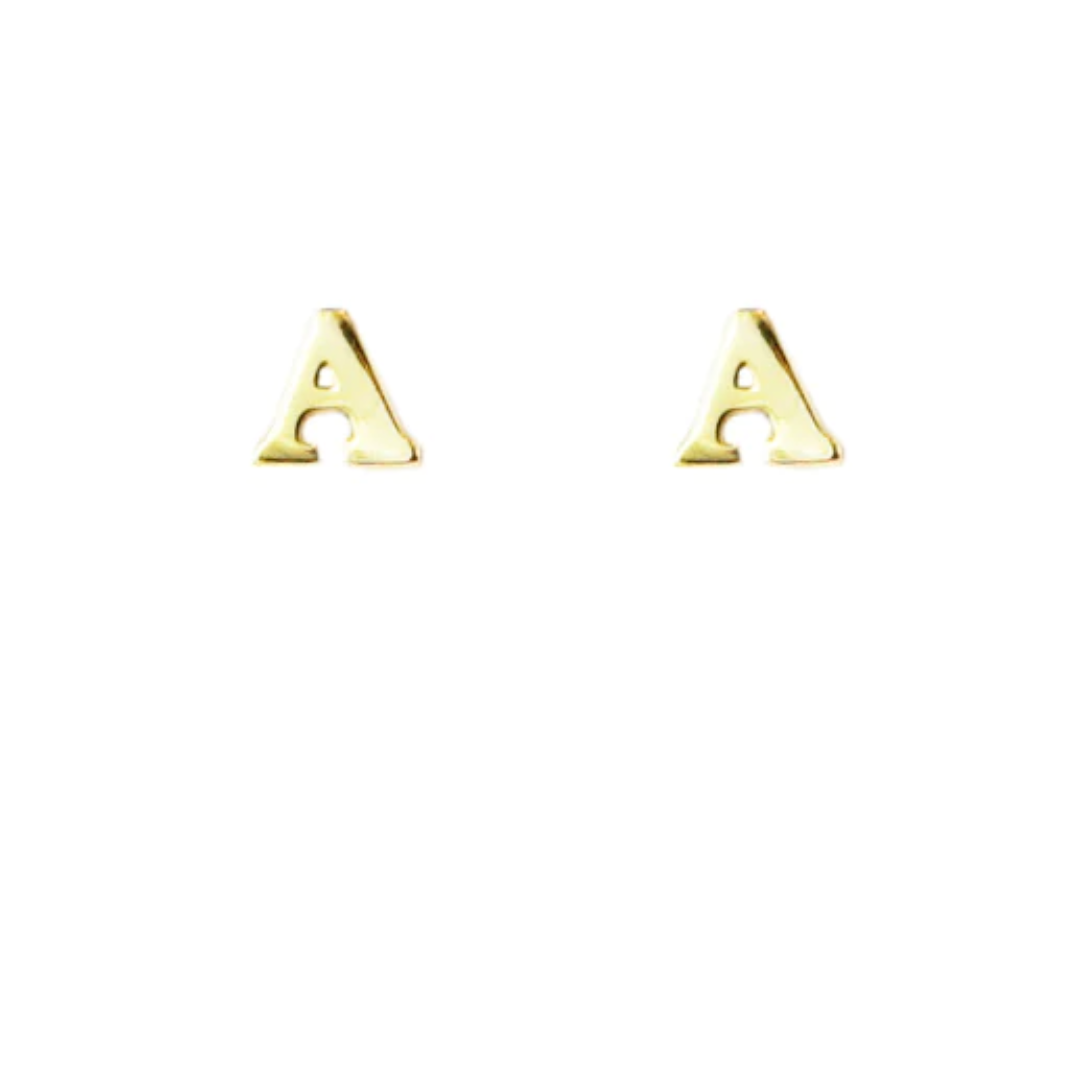 Sterling Gold Block Letter Initial Earring