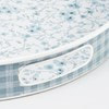 White Round Tray With Blue Florals/Plaid