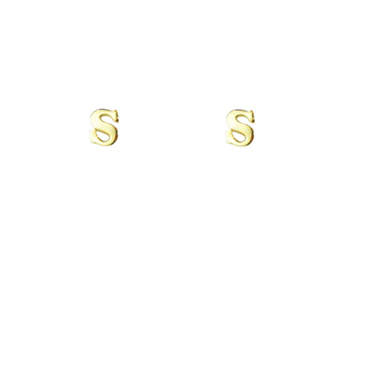 Sterling Gold Block Letter Initial Earring