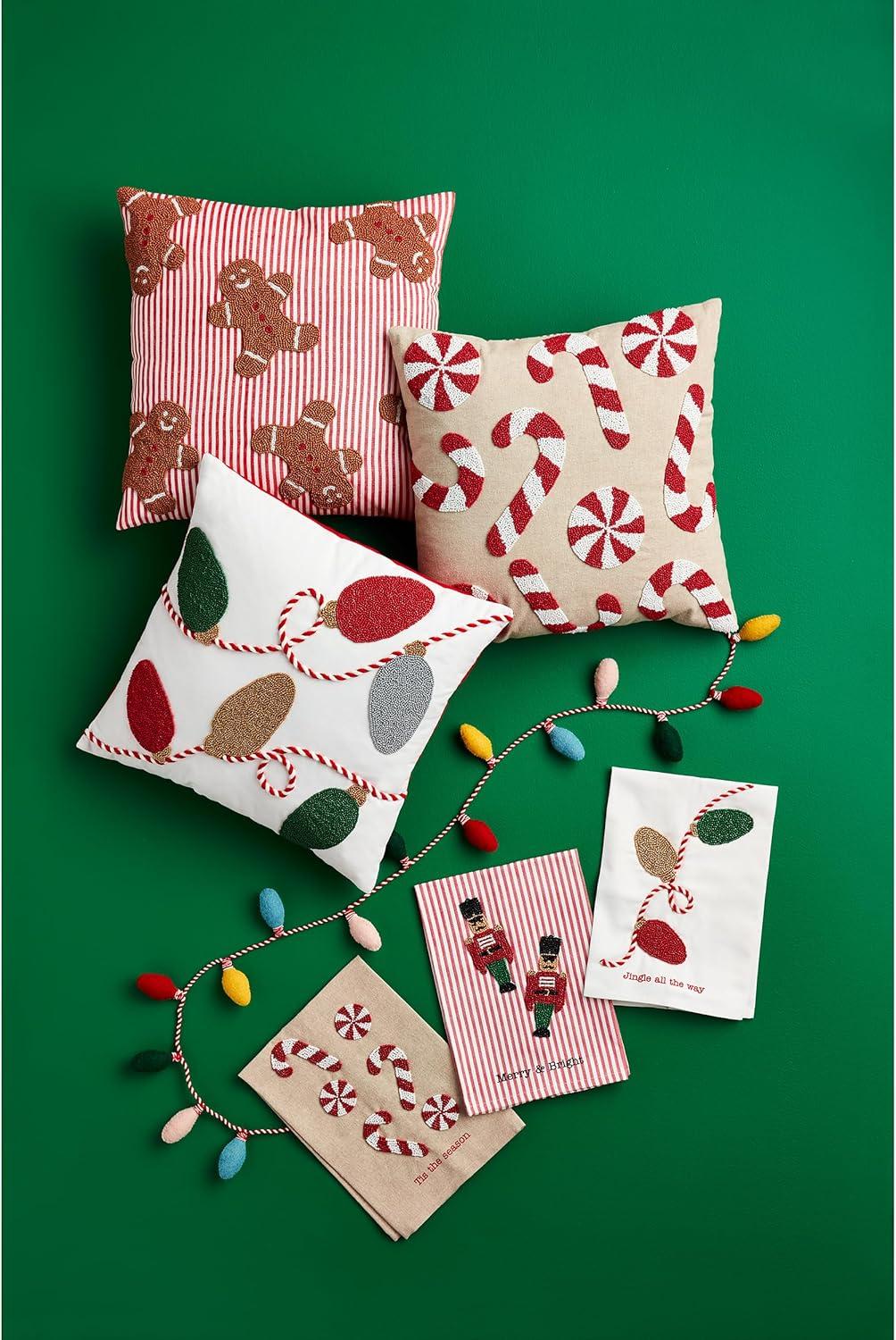 Mud Pie Beaded Christmas Pillow