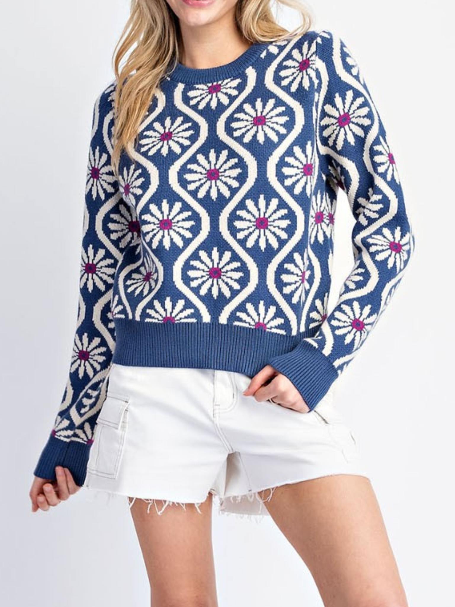 Floral Printed Long Sleeve Sweater