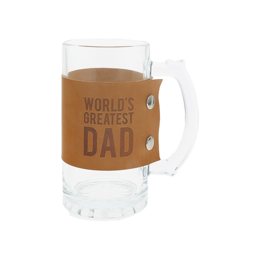 Men's 16oz Glass Mug with Leather Wrap