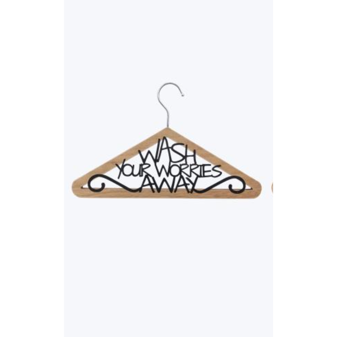 Wood And Metal Clothes Hanger Laundry Sign