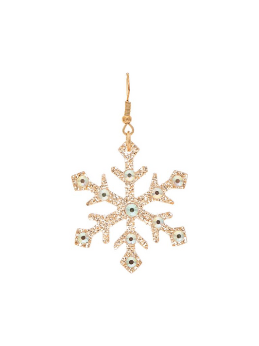 Gold Sparkle Resin Snowflake Earring