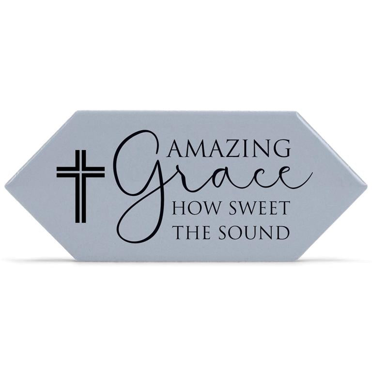 Amazing Grace Small Grey Tile With Easel