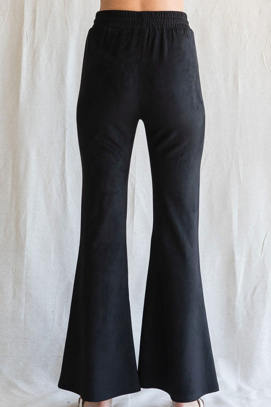 Faux Suede Flare Pants