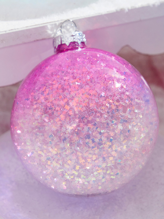 4" Glass Ombre Glitter Ball Ornament