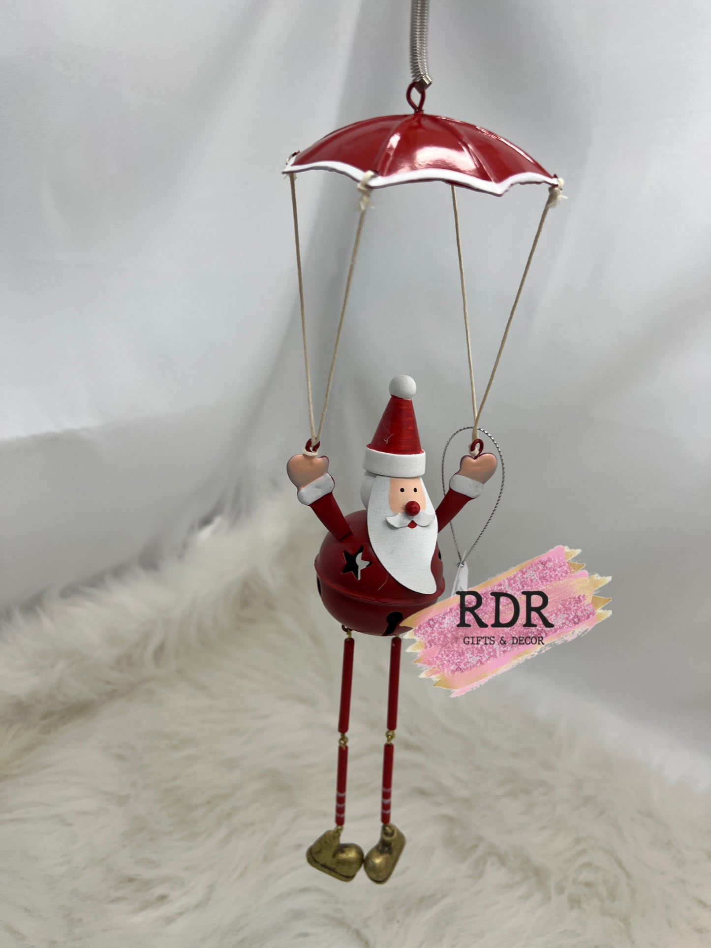 Santa Parachuting Spring Ornament