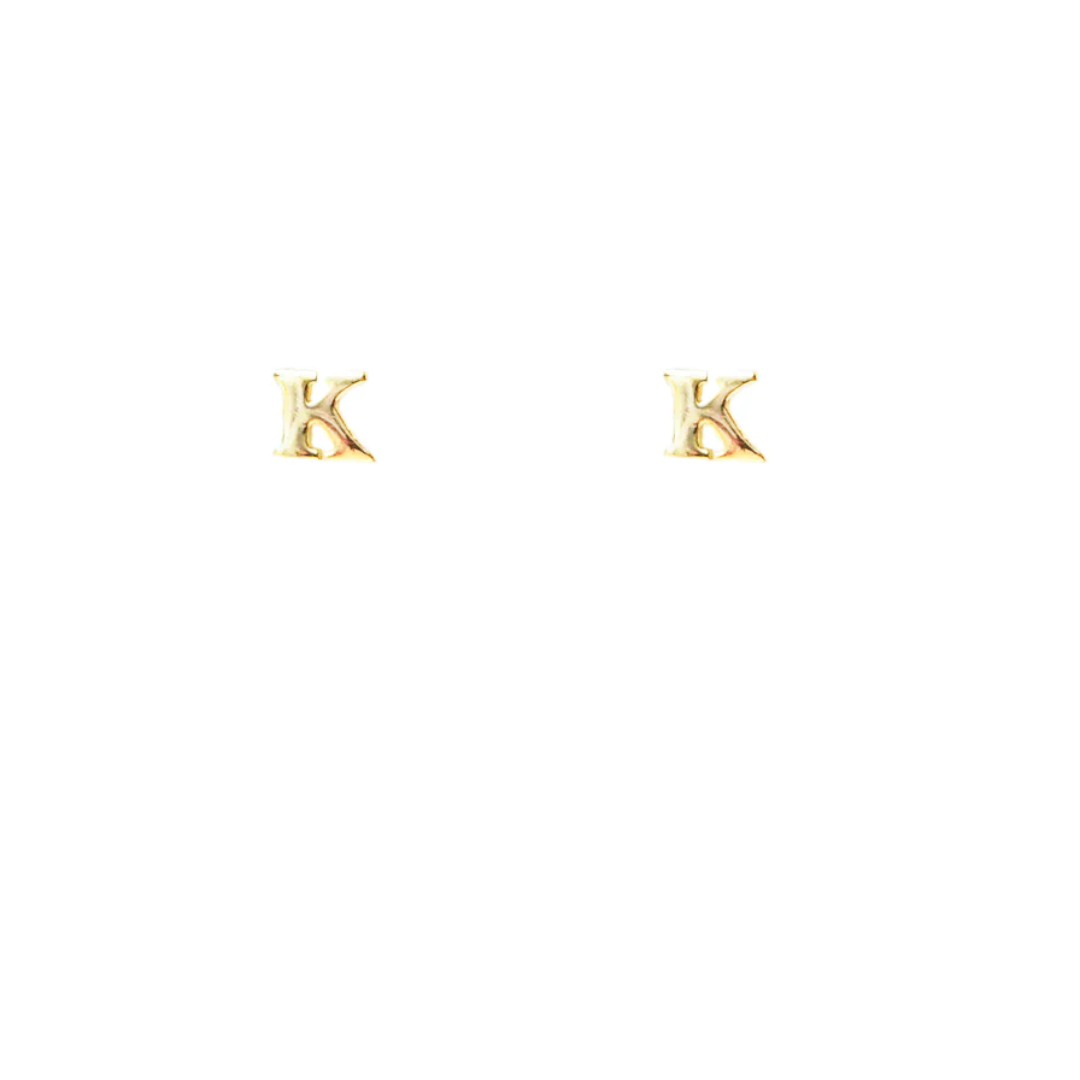 Sterling Gold Block Letter Initial Earring