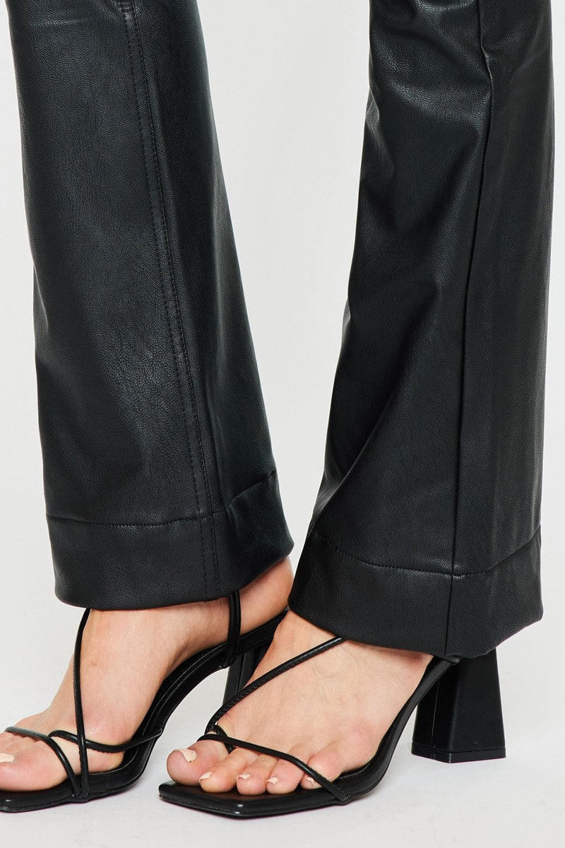 KanCan High Rise Black Faux Leather Bootcut Pants