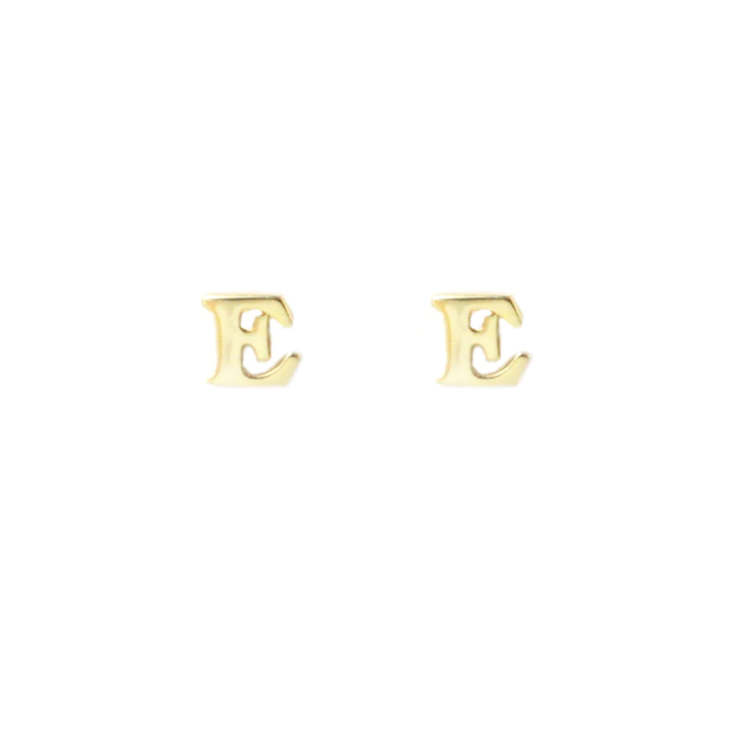 Sterling Gold Block Letter Initial Earring