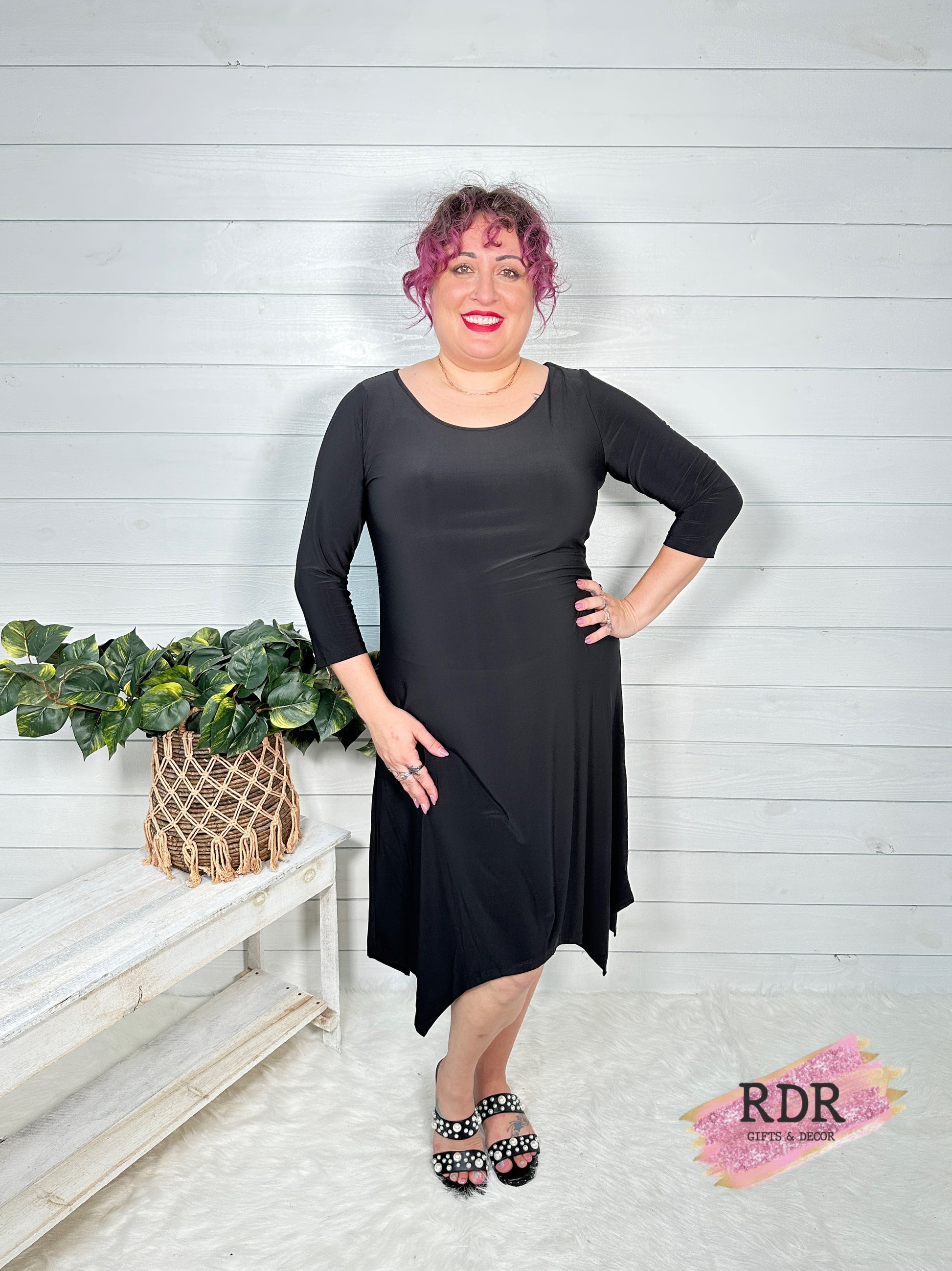 Charlie Paige Black Dress Uneven Hem