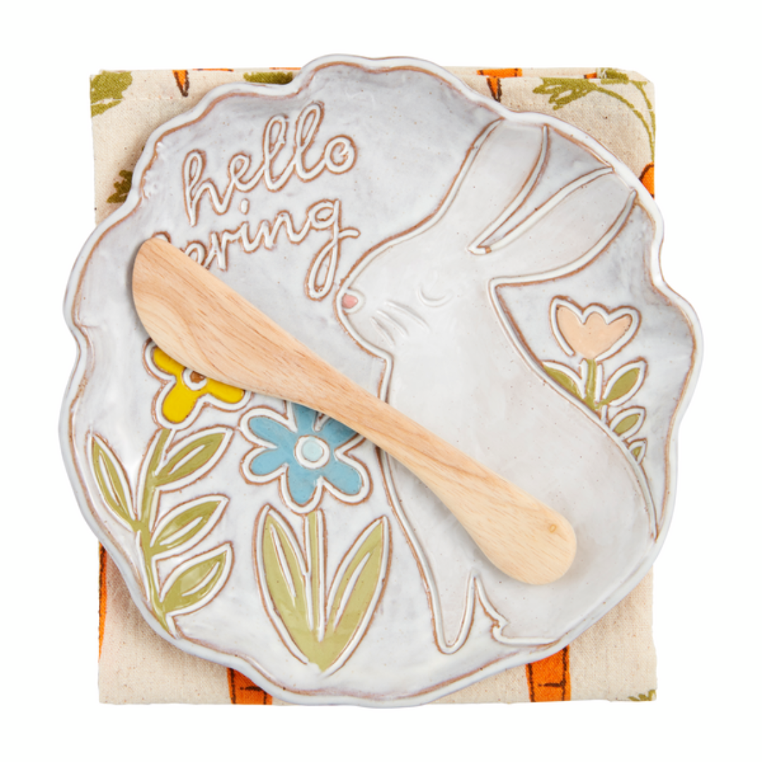 Mud Pie Easter Bunny App Plate Set - Hello Spring