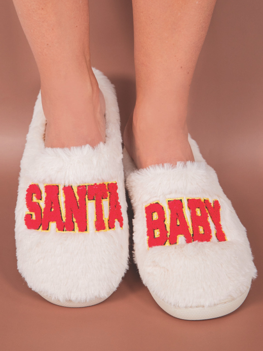 Simply Southern Cream Santa Baby Bunny Slippers