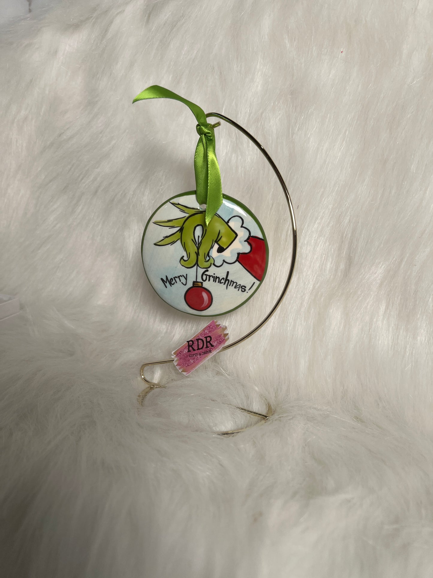Nola Watkins Grinchmas Round Hand Painted Ornament