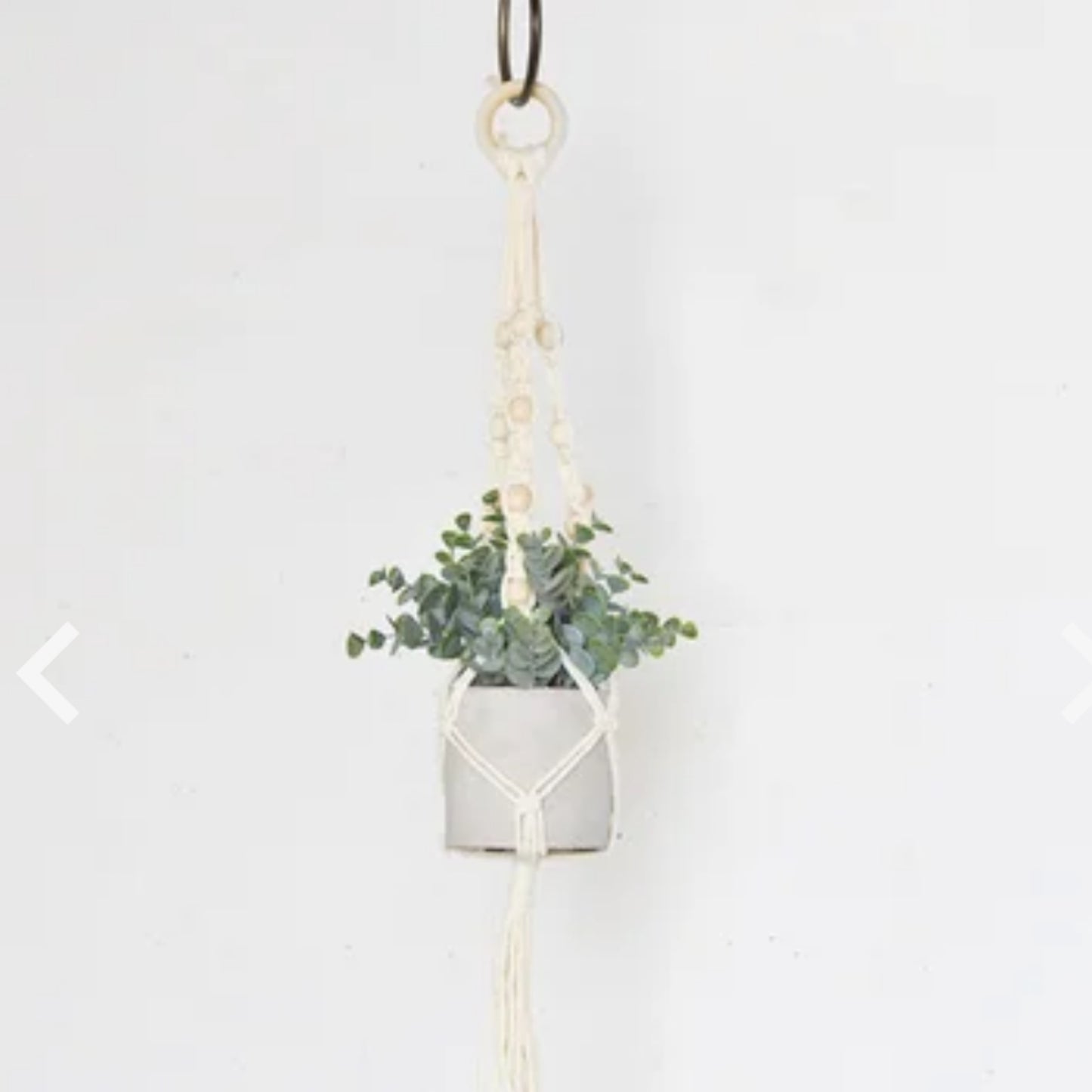 Cotton Rope Planter Hanger With Beads- 27.56"