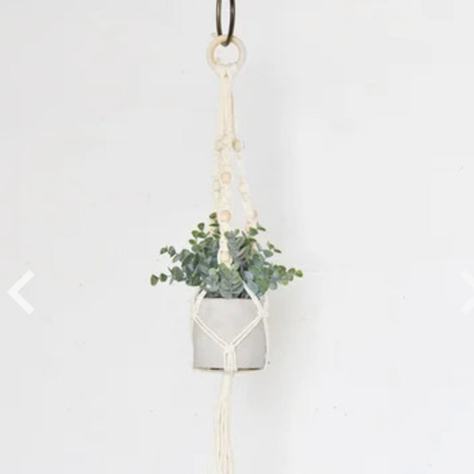Cotton Rope Planter Hanger With Beads- 27.56"