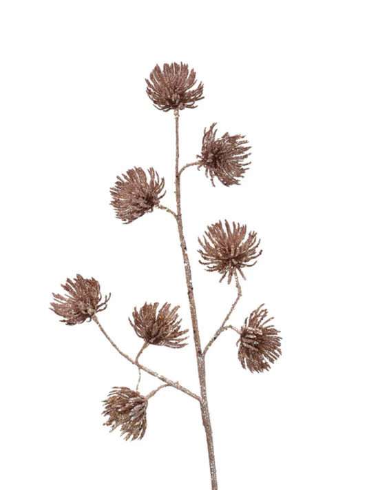 Glittered Protea Pick 27.5" in Rose Gold