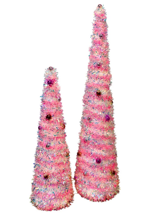 Metallic Tinsel Mini Ball Cone Tree