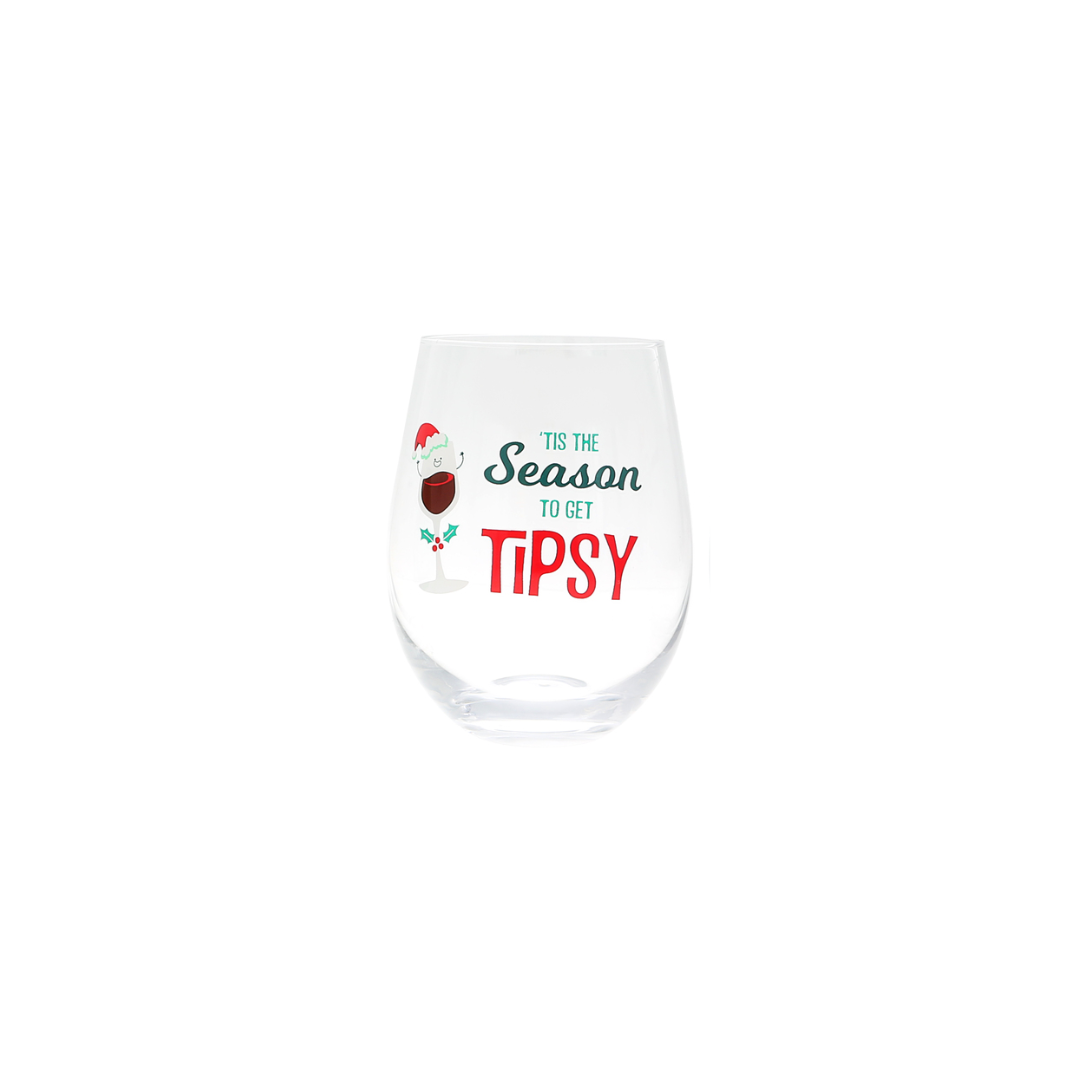 Holiday Stemless Wine Glasses