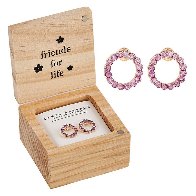 Stud Earrings In Wood Boxed Gift Set
