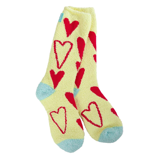 Cozy Collection Fuzzy Socks- Red Hearts