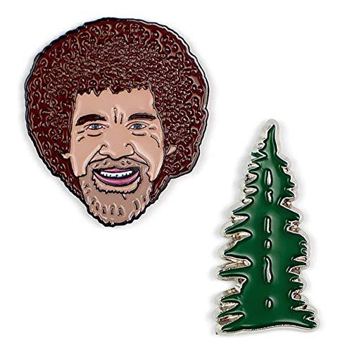 Bob Ross and Happy Tree Enamel Pin Set