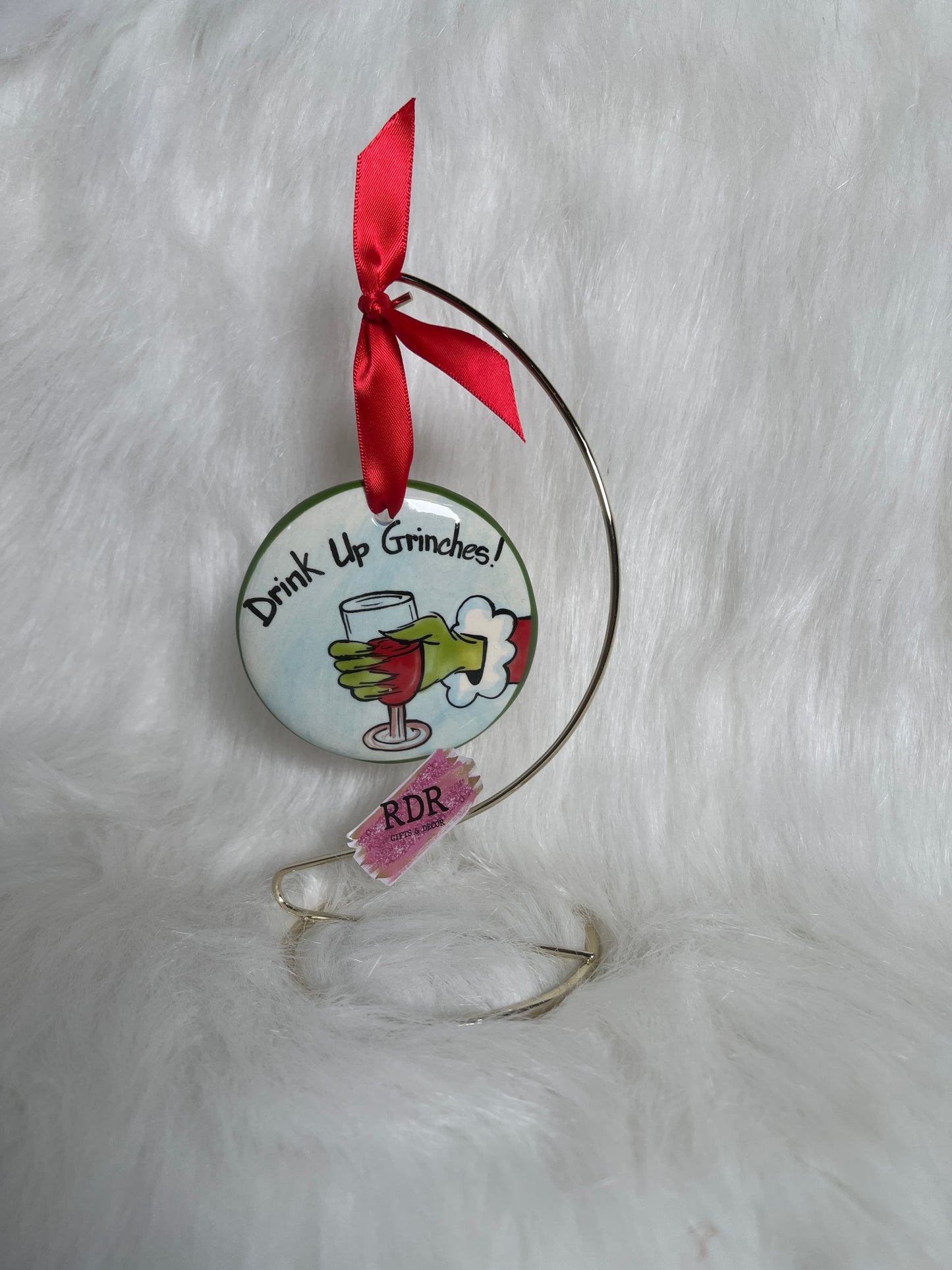 Nola Watkins Grinchmas Round Hand Painted Ornament