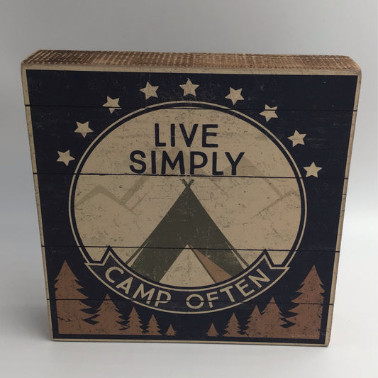 Live Simply Camp Often Box Sign