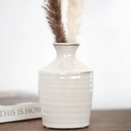 Off-White Ceramic Vase- 5.3"