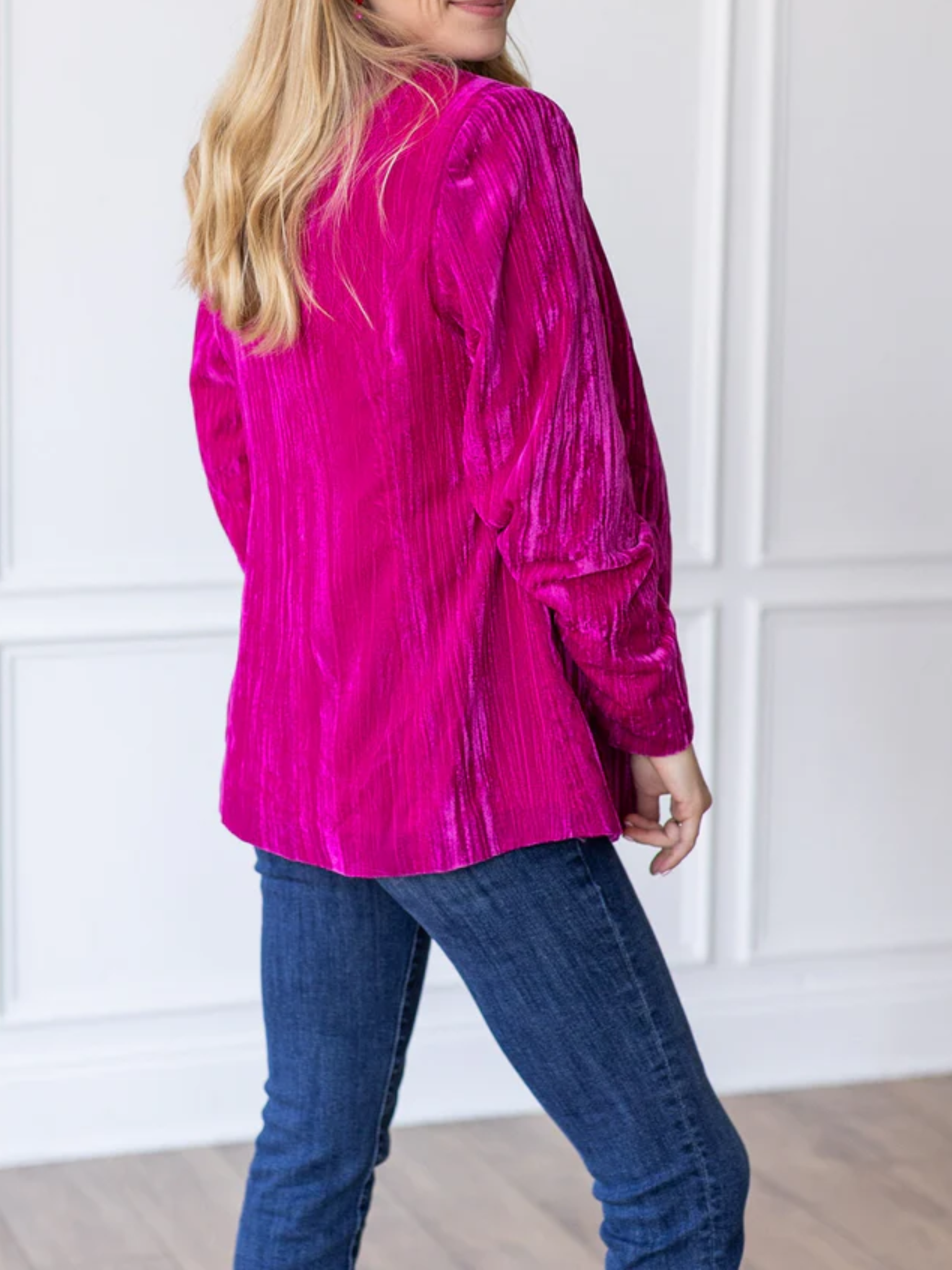 Southern Grace Raspberry Velvet Blazer