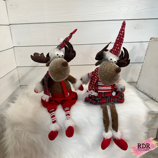 Large Plush Shelf Sitter Christmas Moose