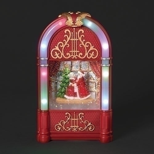 9.7"H Lighted Swirl Juke Box Dancing Santa & Mrs. Claus