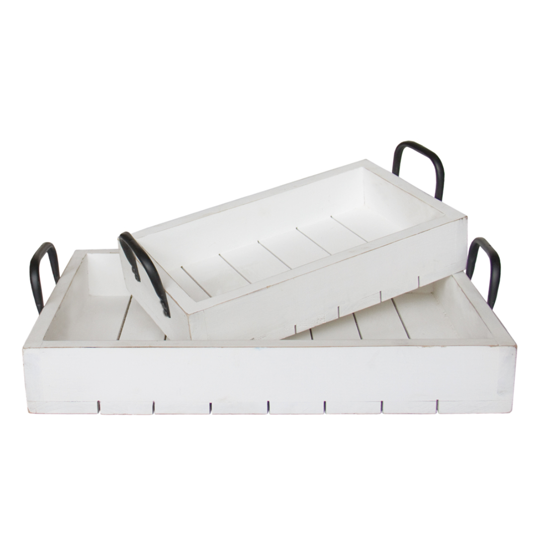 White Washed Slat Trays