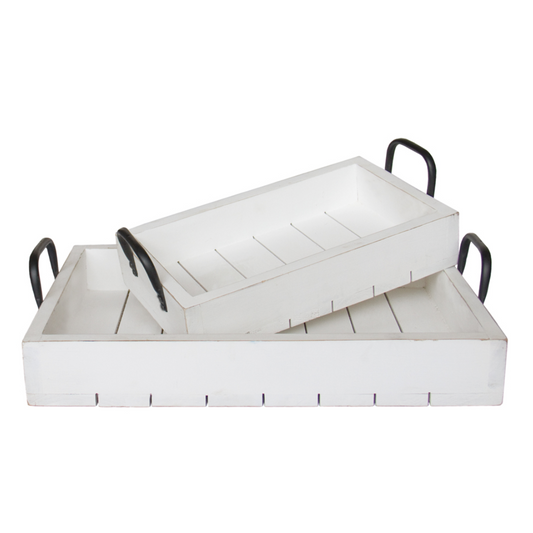 White Washed Slat Trays